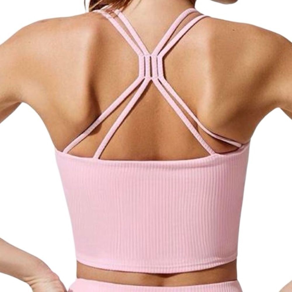 Dyce Active Pink Ribbed Top Sports Bra Size Medium